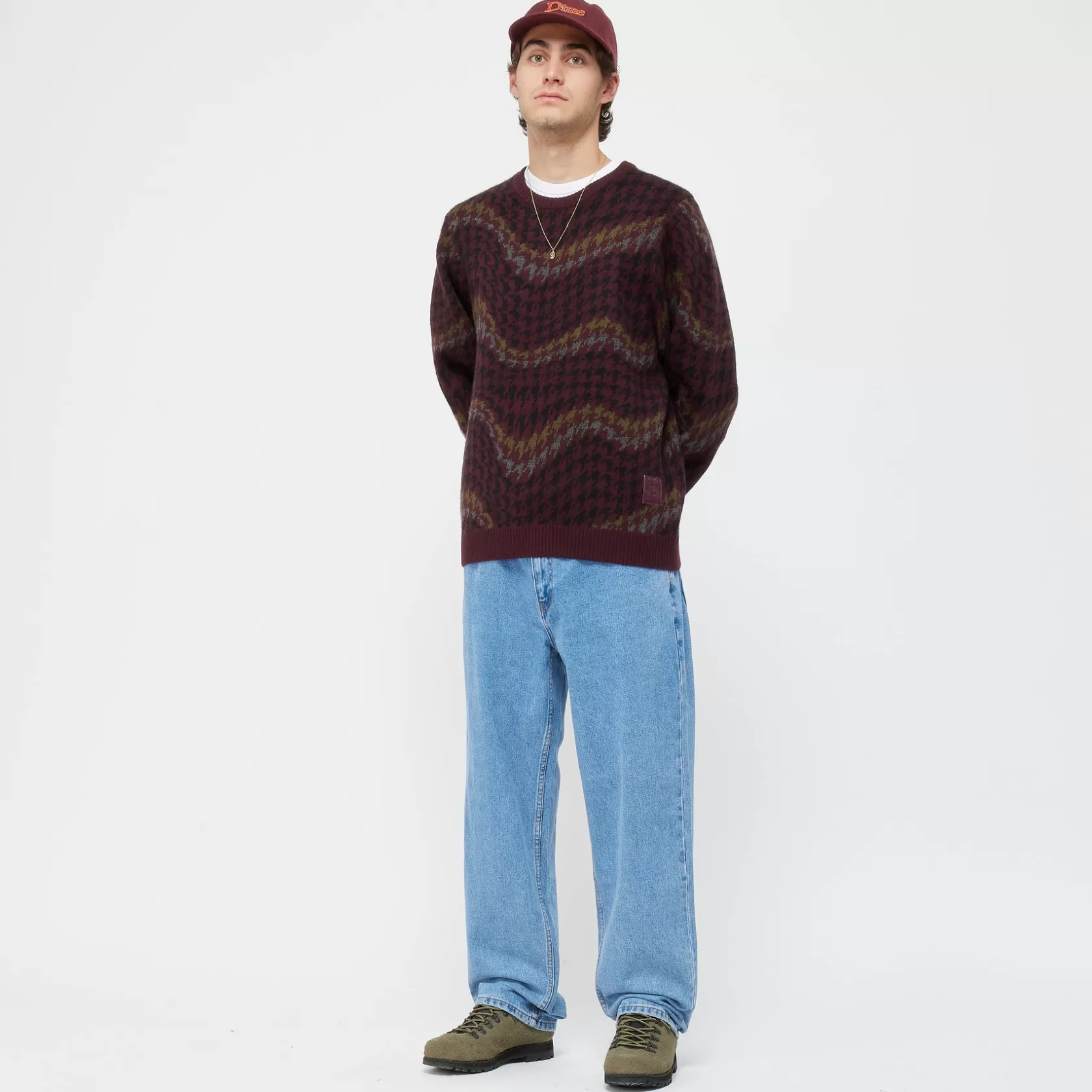 Dime MTL Manteaux & Hauts-Chandail Houndstooth Burgundy