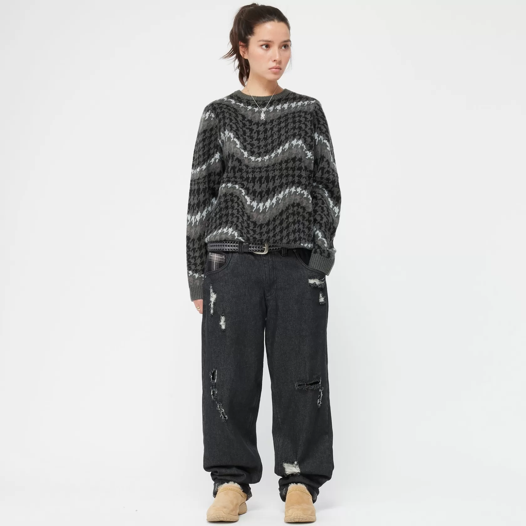 Dime MTL Manteaux & Hauts-Chandail Houndstooth Coal