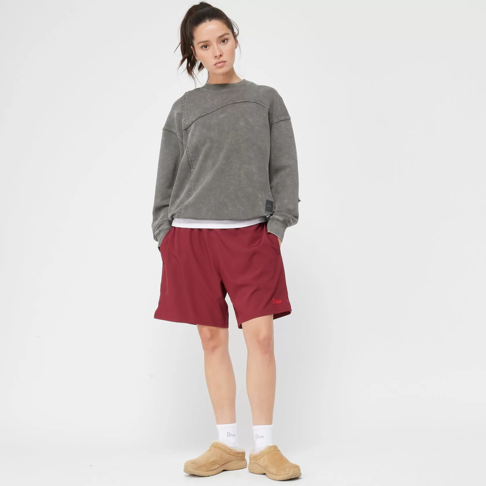 Dime MTL Chandails | Manteaux & Hauts-Crewneck Reverse Stitch Charcoalwashed