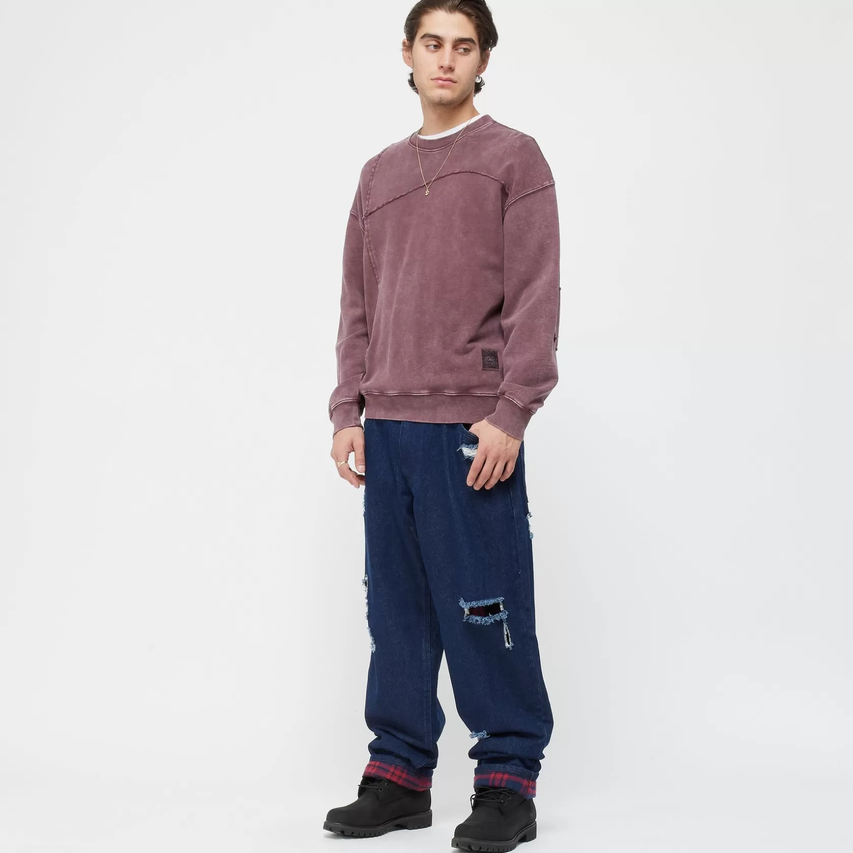 Dime MTL Chandails | Manteaux & Hauts-Crewneck Reverse Stitch Burgundywashed