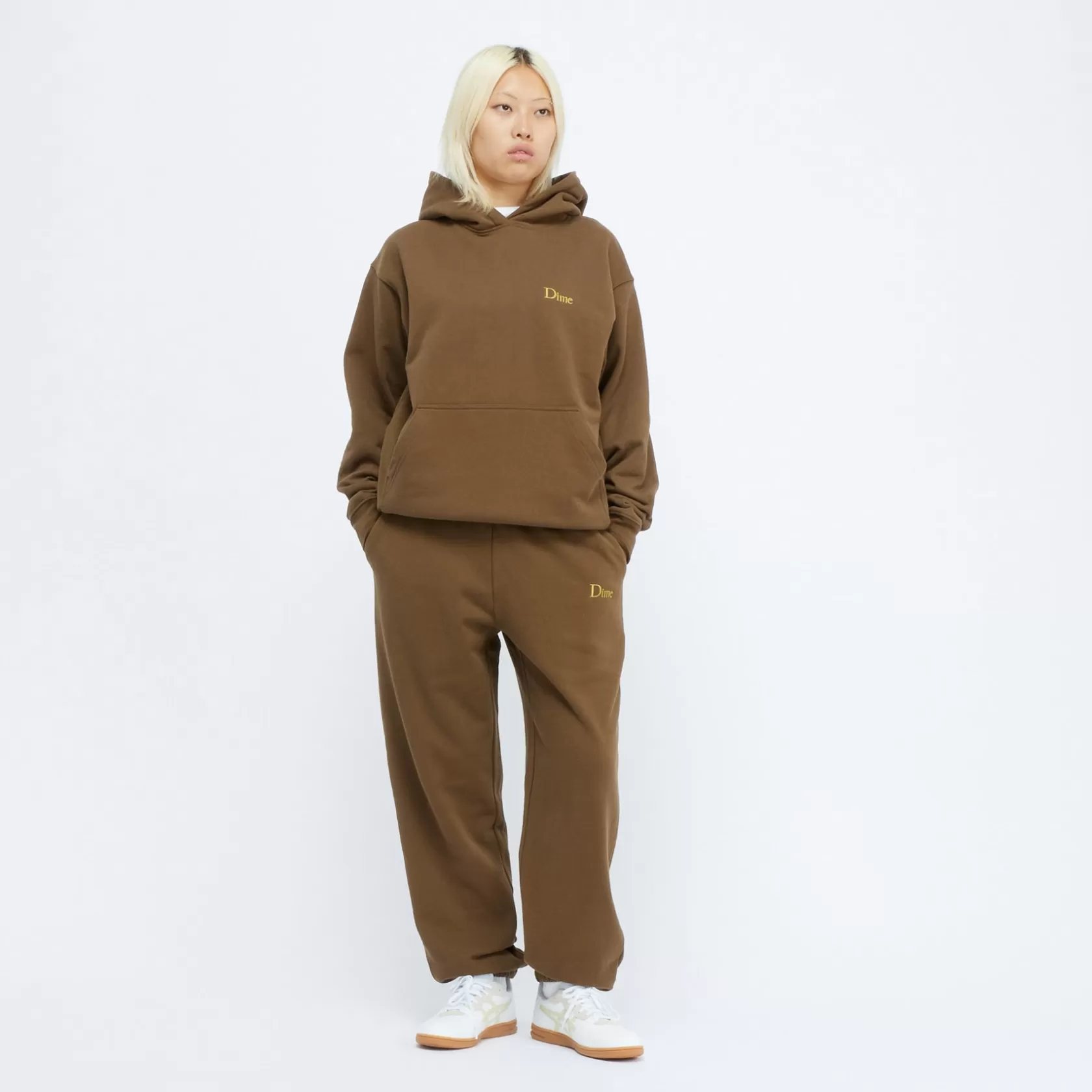 Dime MTL Hoodies-Hoodie Classic Small Logo Darkbrown