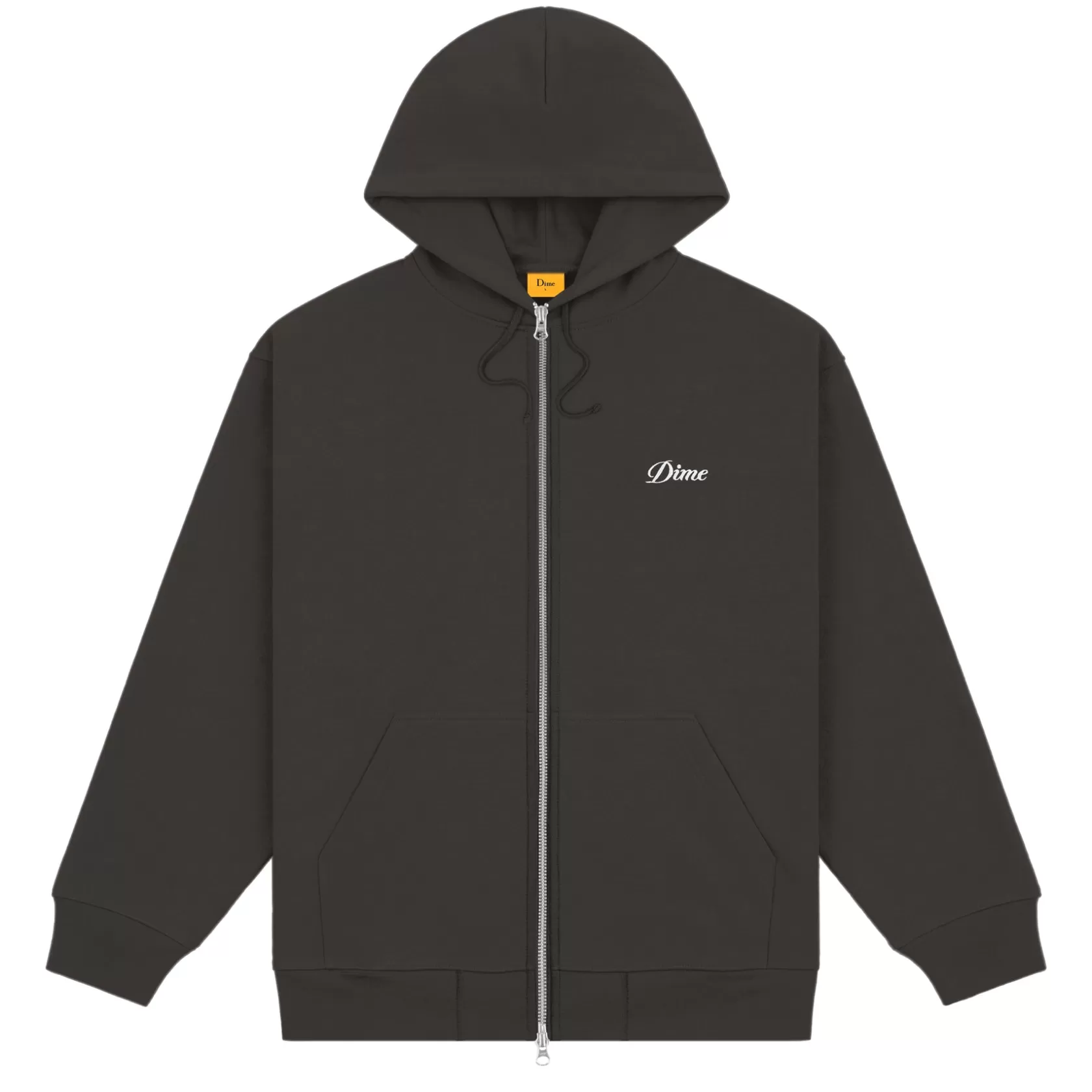 Dime MTL Hoodies-Hoodie Cursive Small Logo Zip Vintageblack