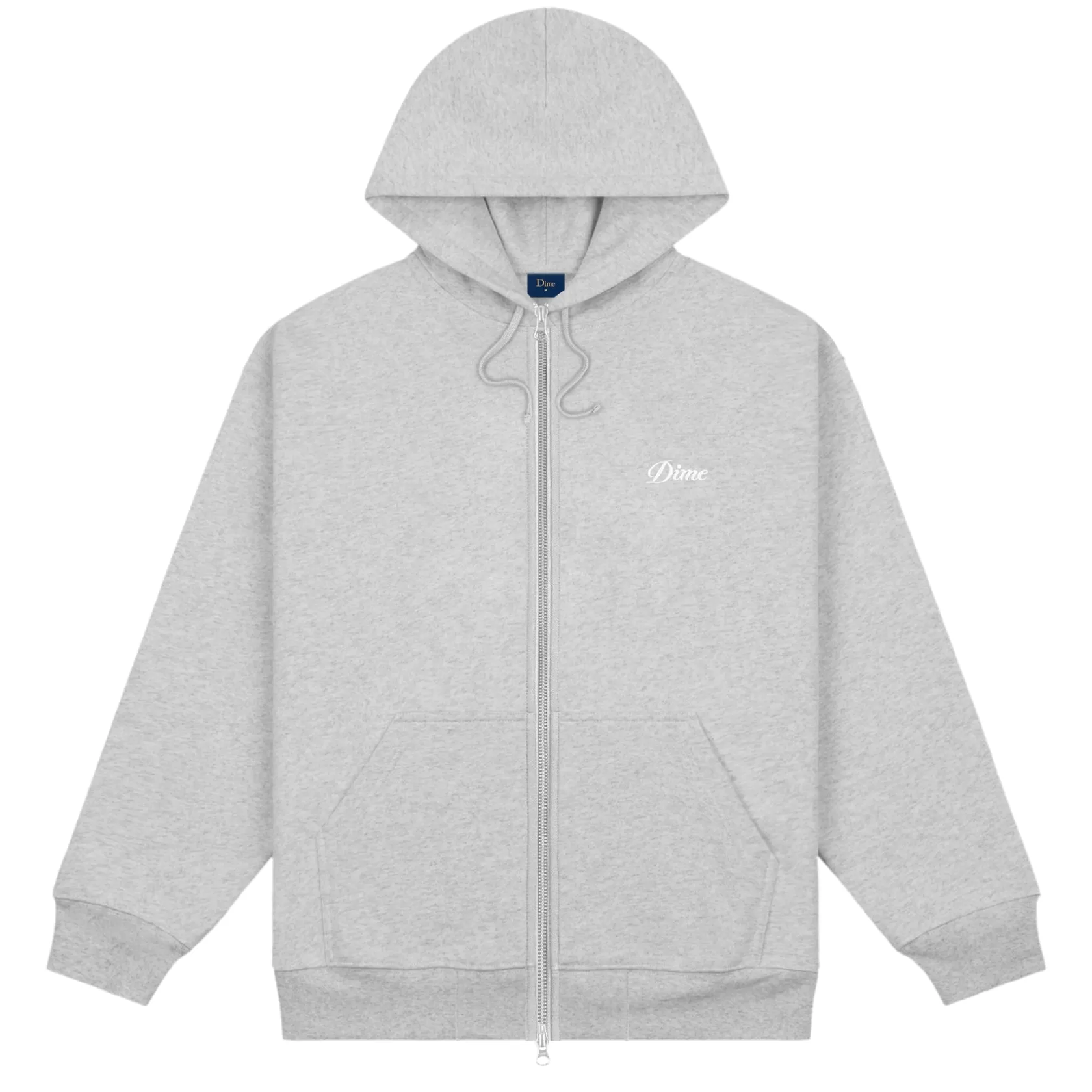 Dime MTL Hoodies-Hoodie Cursive Small Logo Zip Heathergray