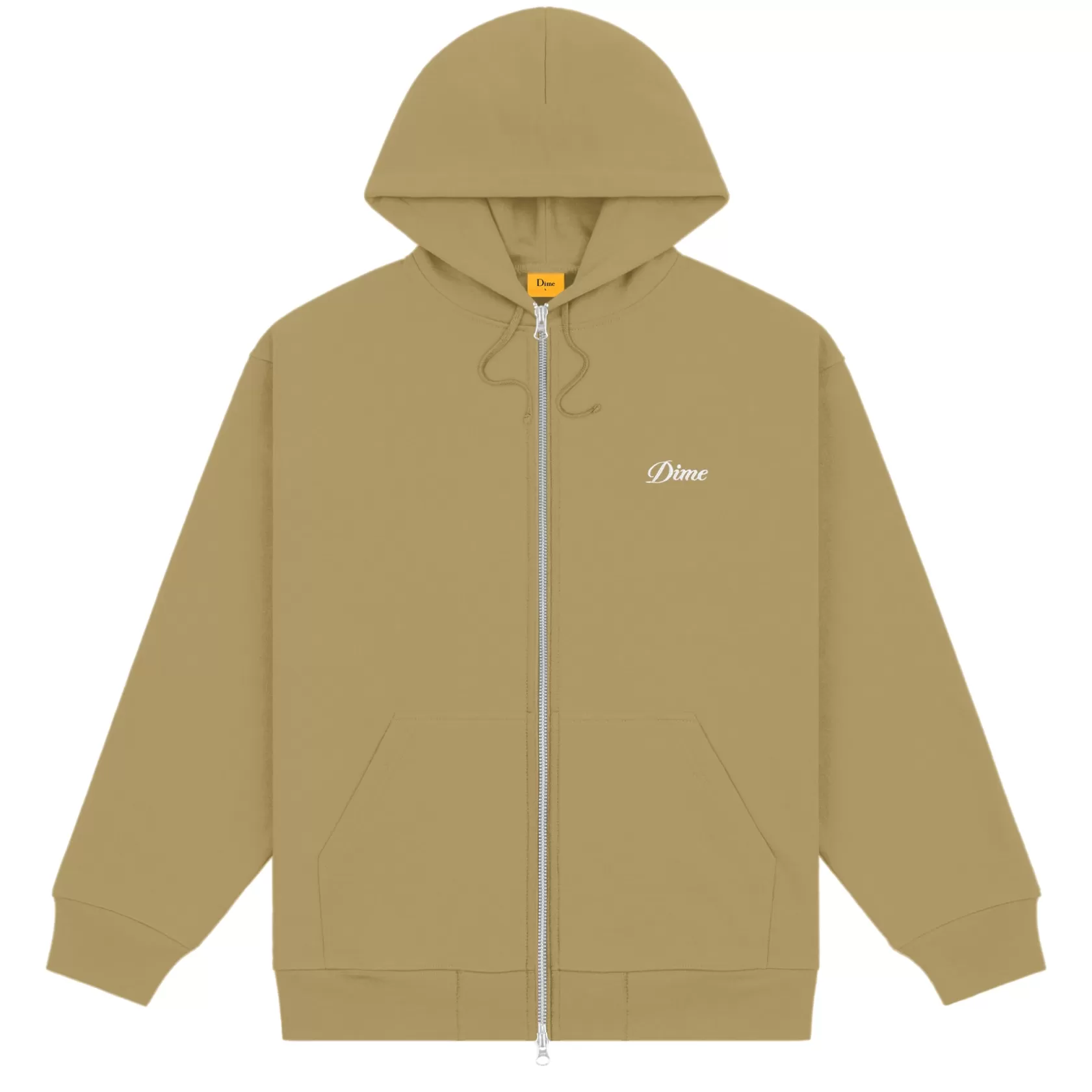 Dime MTL Hoodies-Hoodie Cursive Small Logo Zip Oak
