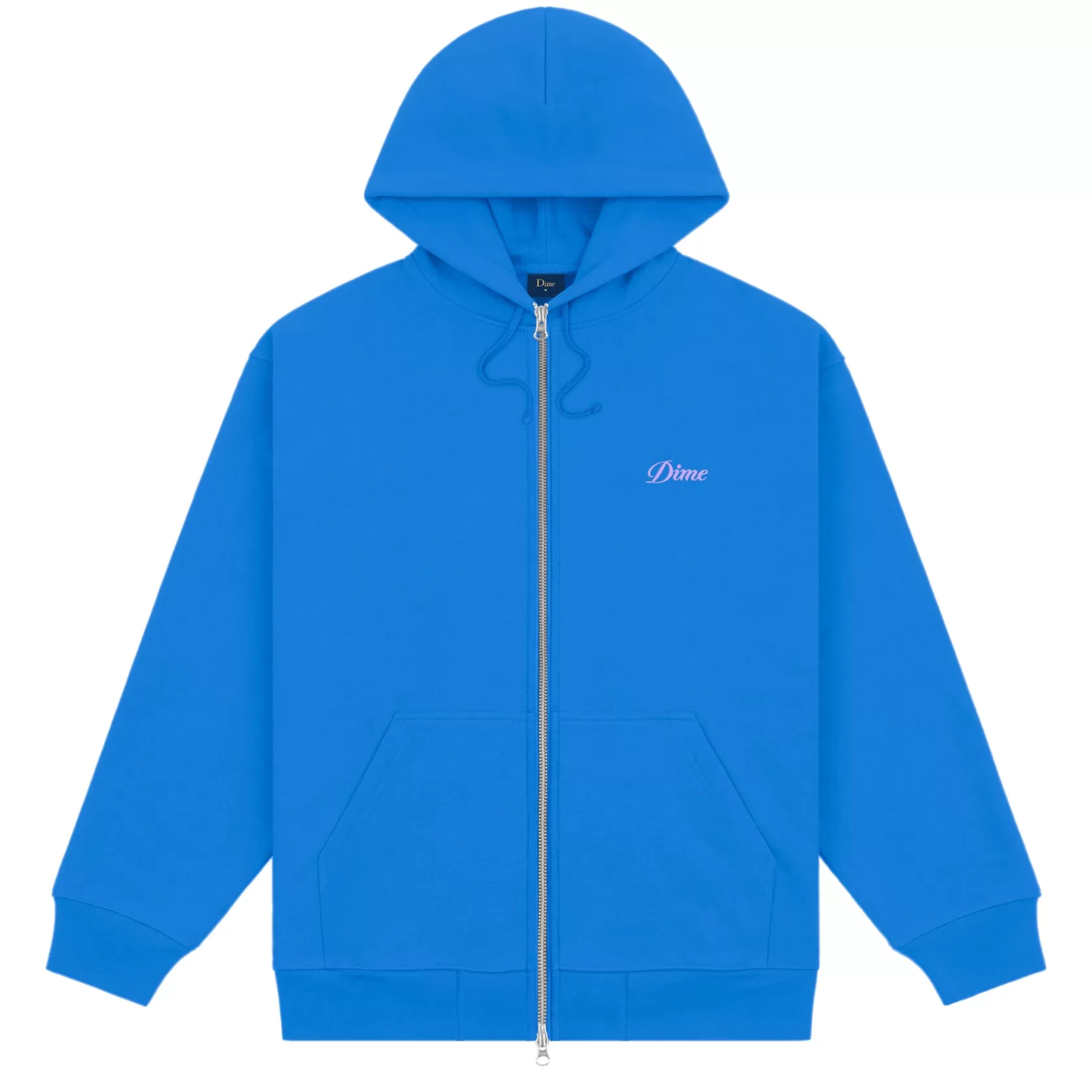 Dime MTL Hoodies-Hoodie Cursive Small Logo Zip Cobalt