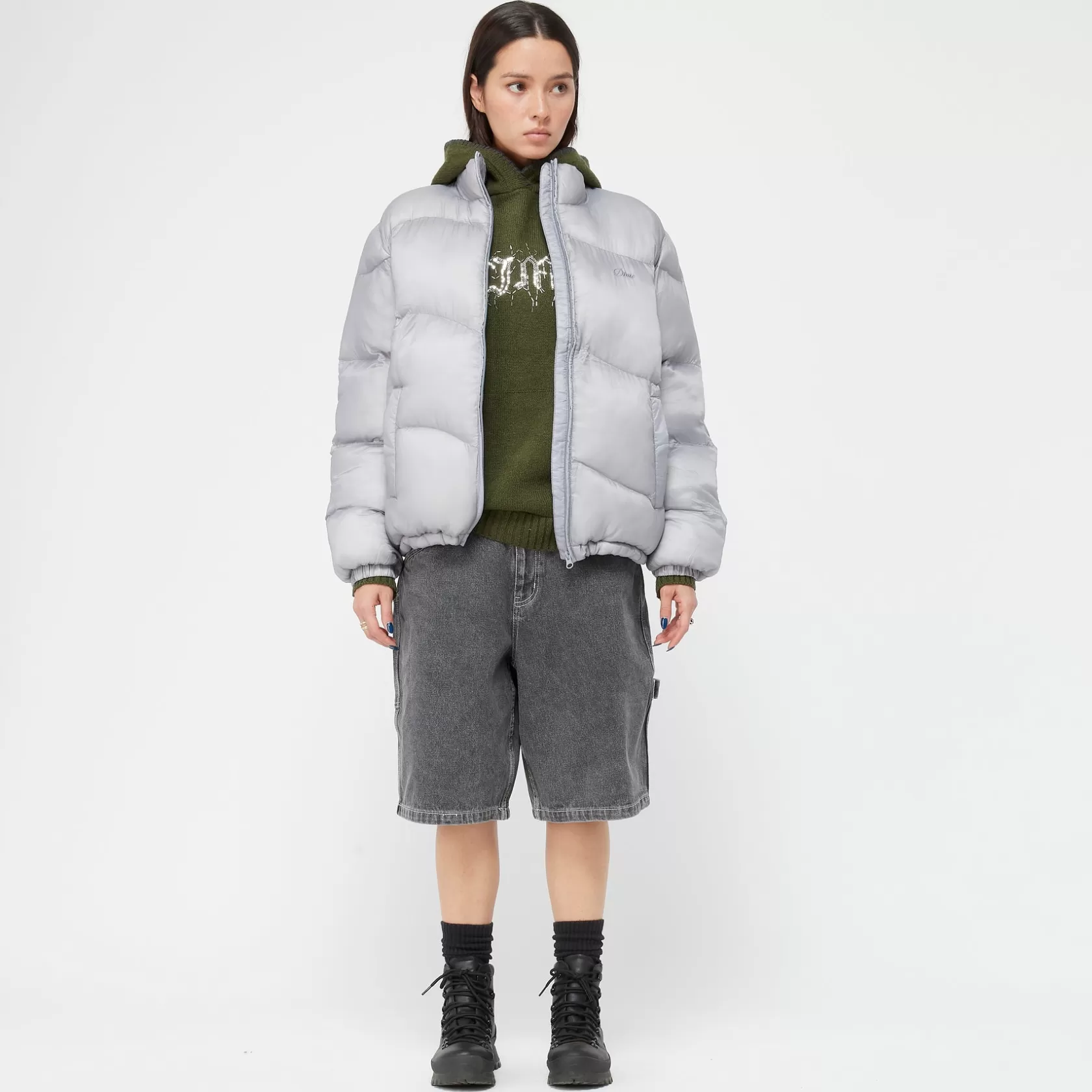Dime MTL Manteaux & Hauts-Manteau Classic Ripstop Puffer Silver
