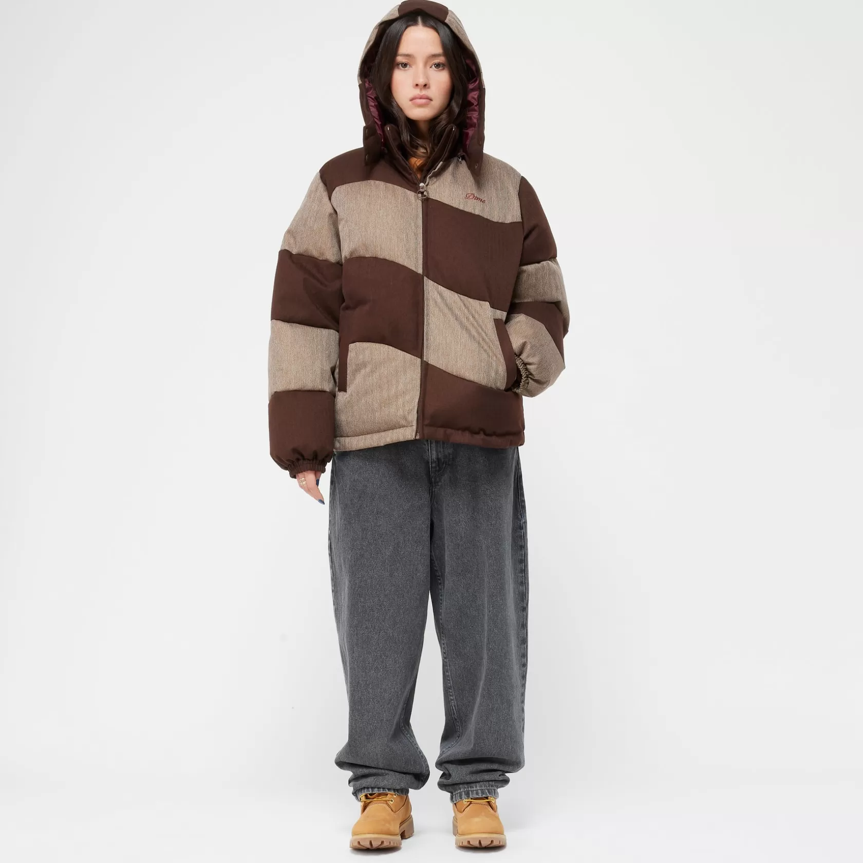 Dime MTL Manteaux & Hauts-Manteau Premium Tweed Puffer Brown