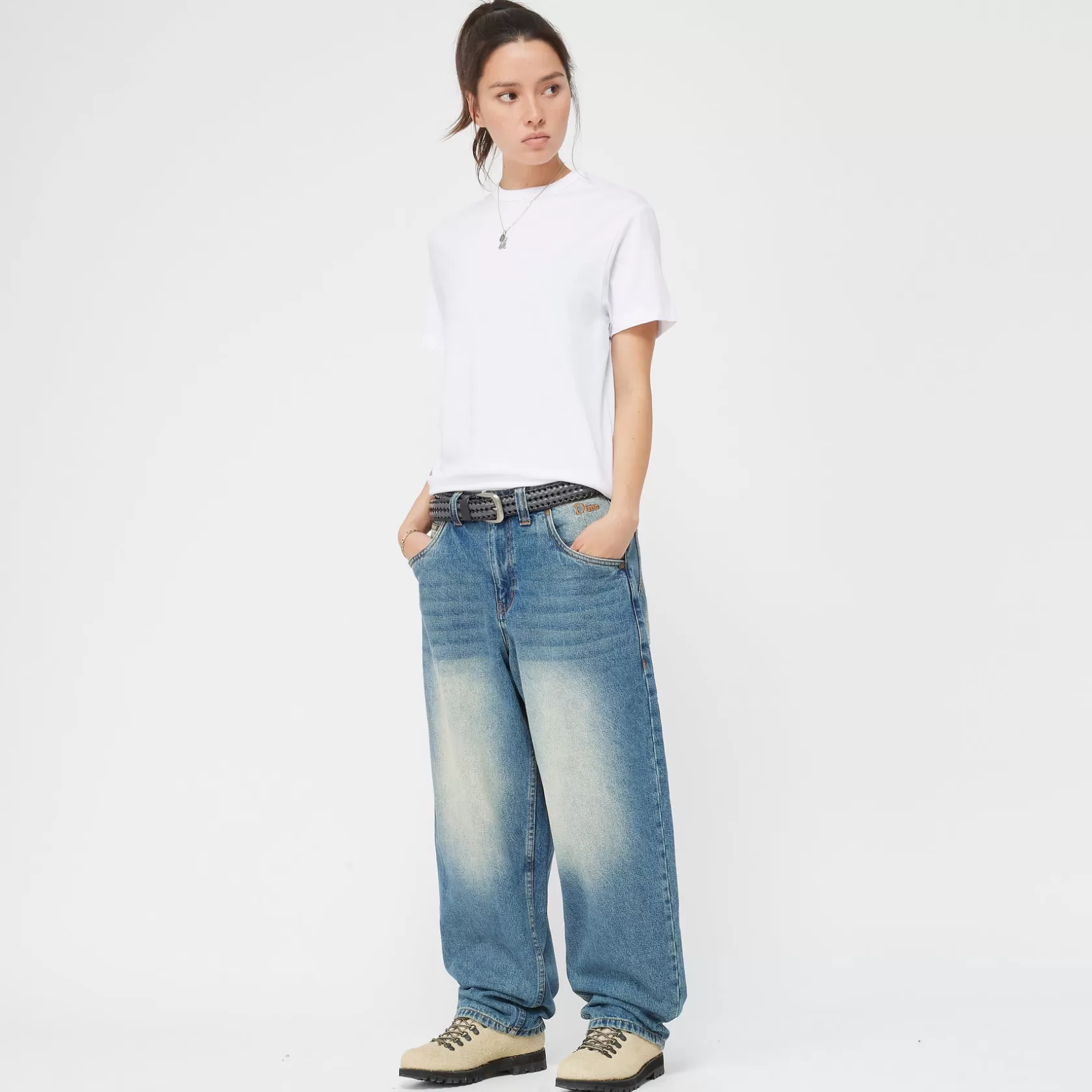 Dime MTL Shorts Et Pantalons-Pantalon Classic Baggy Denim Sandblastedindigo