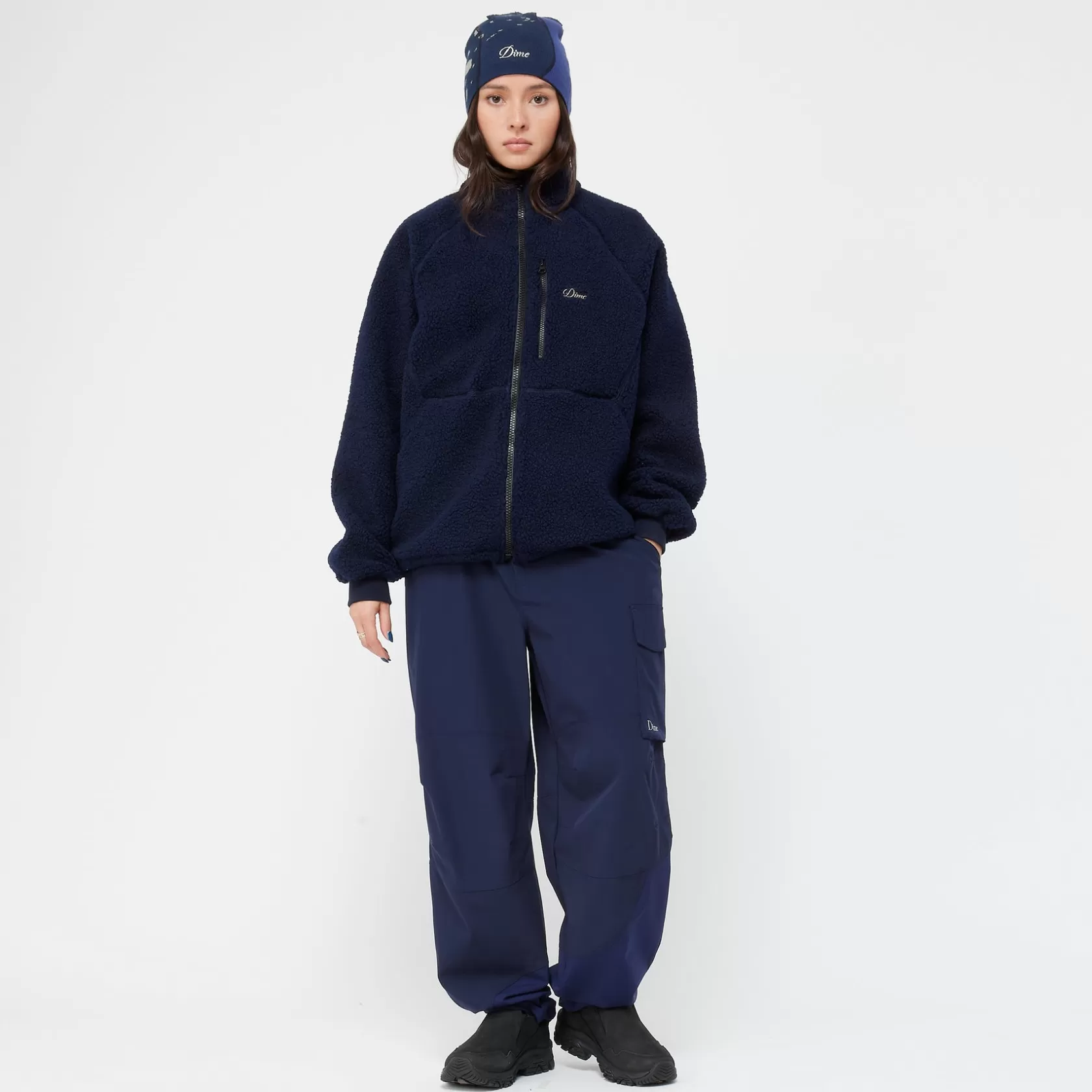Dime MTL Manteaux & Hauts-Veste Polar Fleece Sherpa Zip Navy